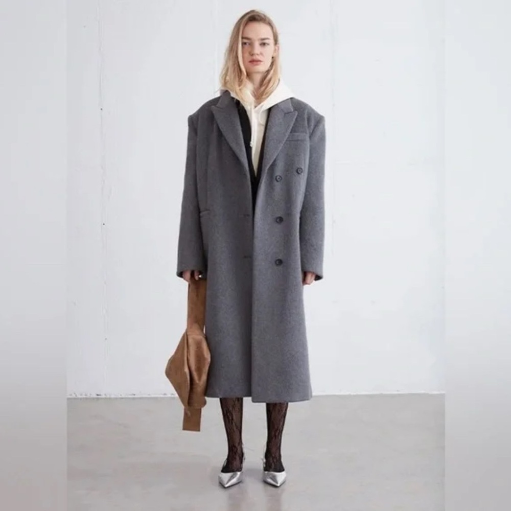 OAK + FORT Gray Wool Coat
